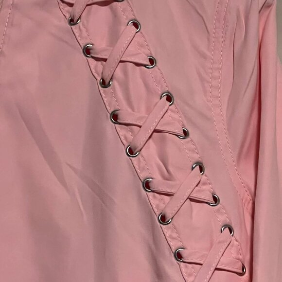 Haute Monde Lightweight Jacket Pink Fill Zip Lace Detail Size S - Picture 7 of 13